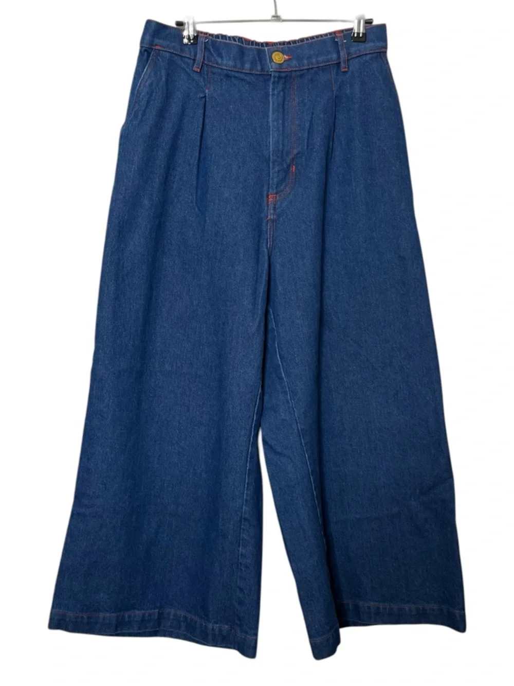 Big Bud Press Wide Leg Trousers Women’s Medium Petite Indigo Dark Wash Retro - Picture 2 of 12